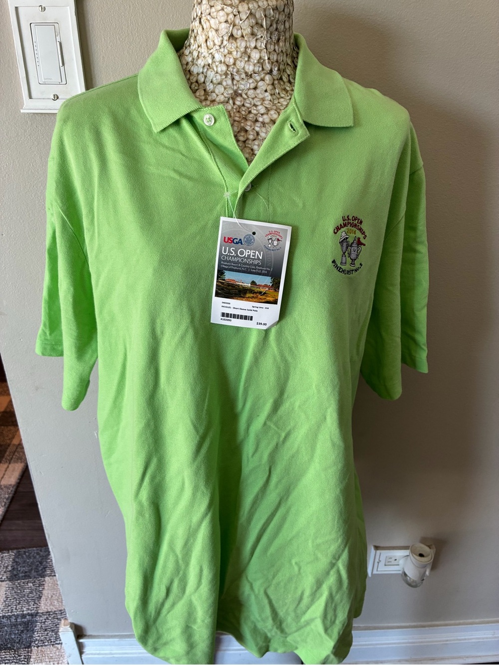 2014 US Open Lime Green Polo Shirt with Embroidered Crest